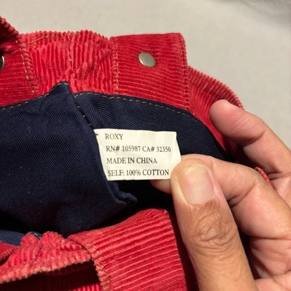 Roxy Tote Bag Y2k Red Corduroy Front and Back Pockets Double Handle Straps Vtg. - Picture 8 of 14